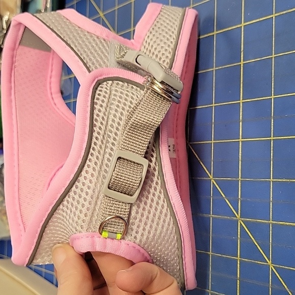 Pink & Gray Mesh Pet Buckle & Velcro Harness 12"/13" Around 6" Length - Picture 11 of 11